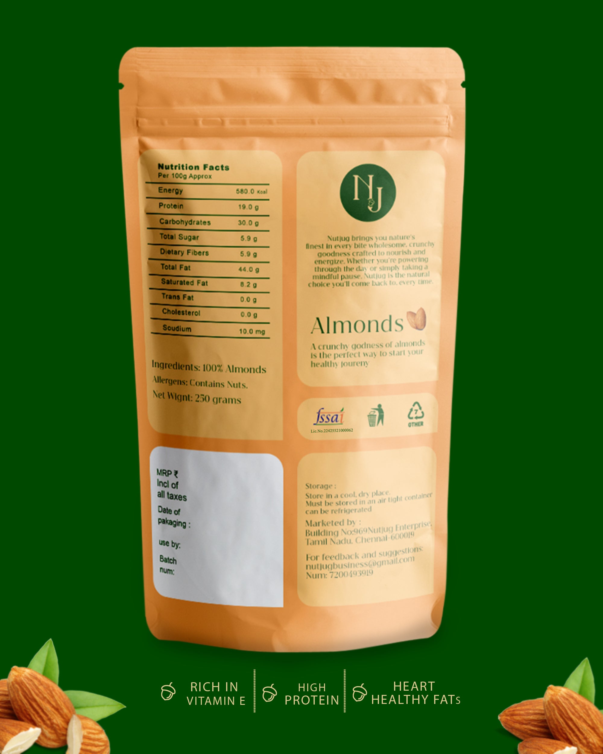 NUTJUG California almonds 250g