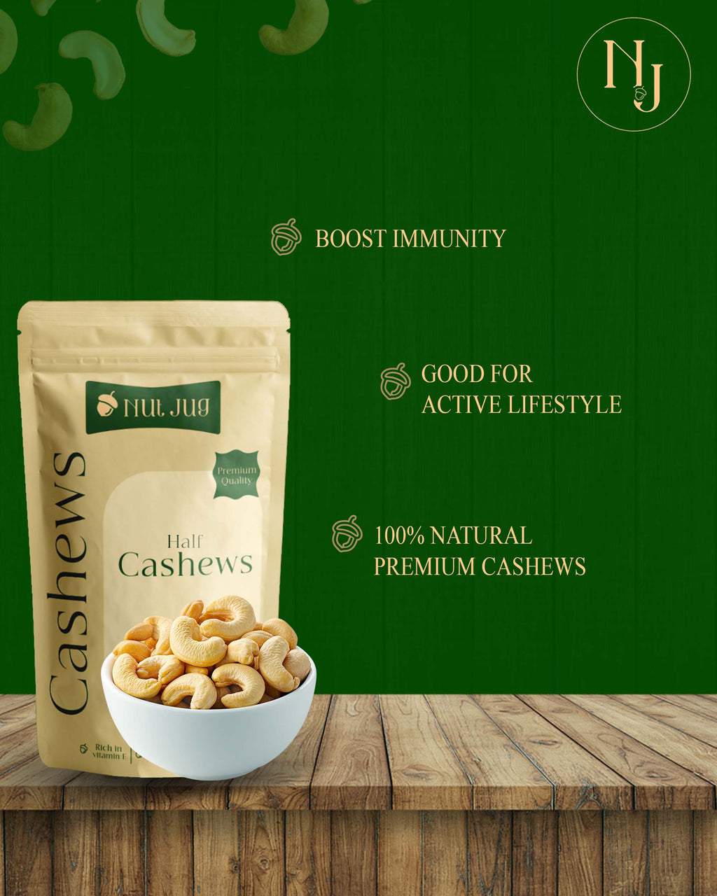 NUTJUG Cashew half moon 250g