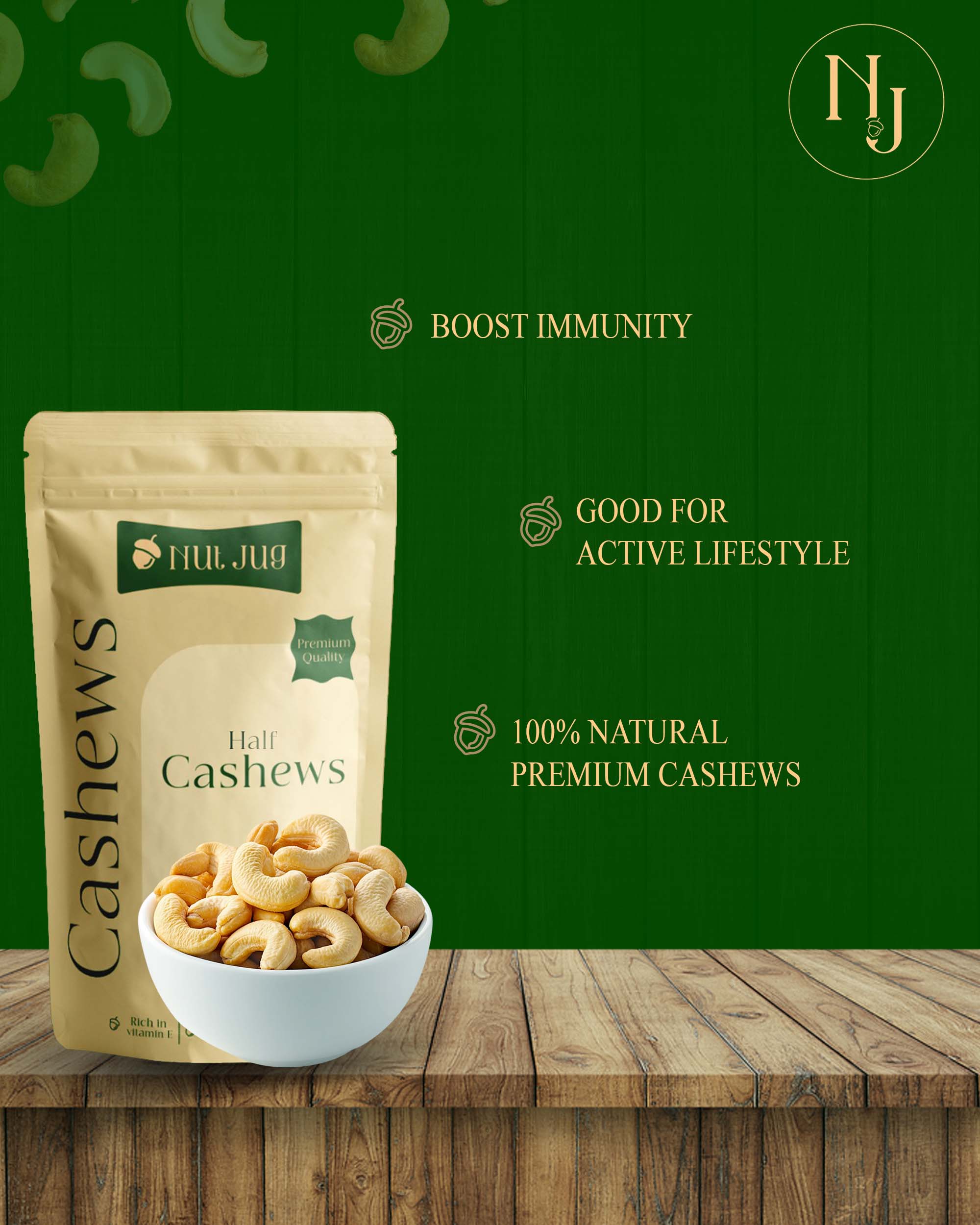 NUTJUG Cashew half moon 250g