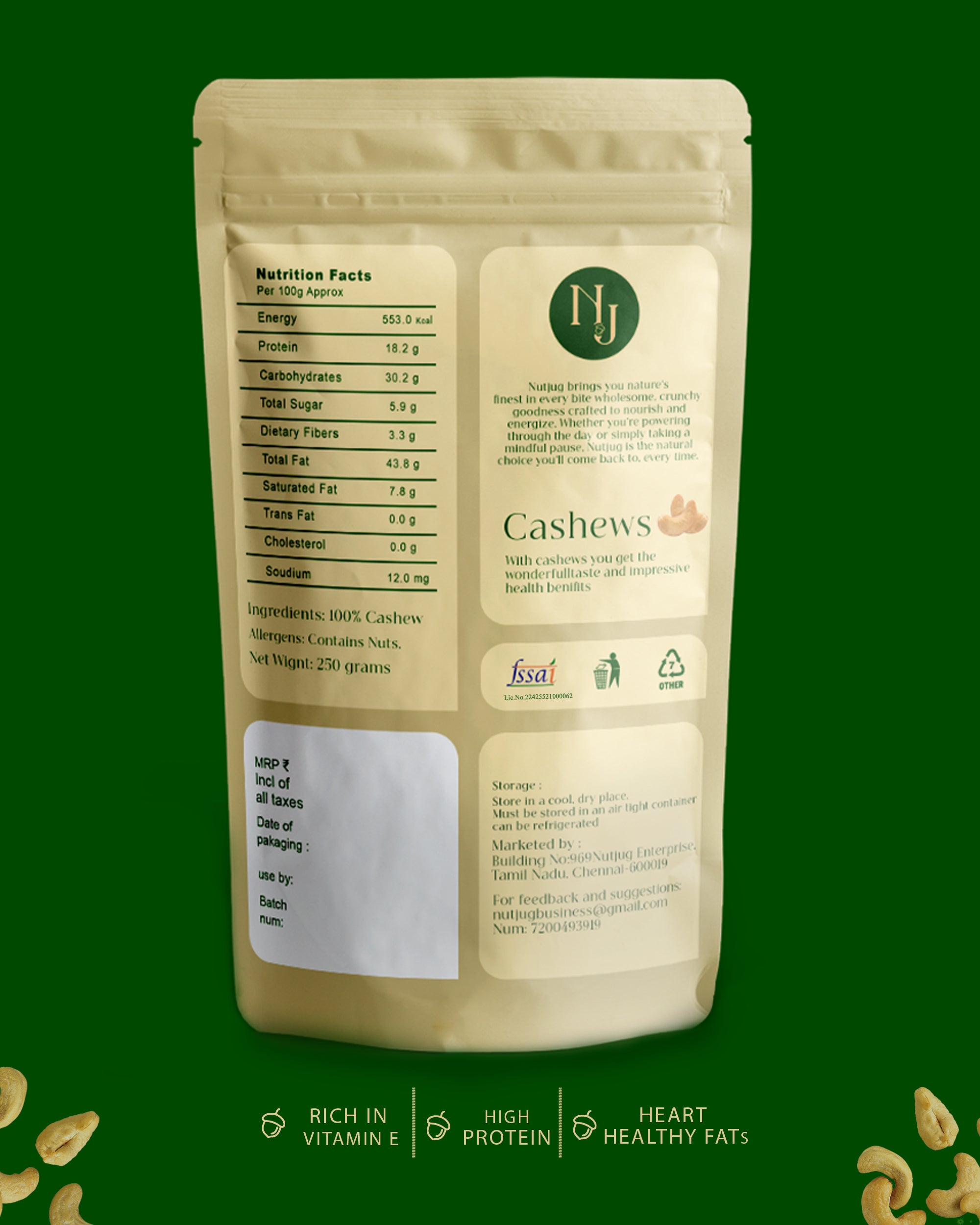 NUTJUG Cashew full 250g