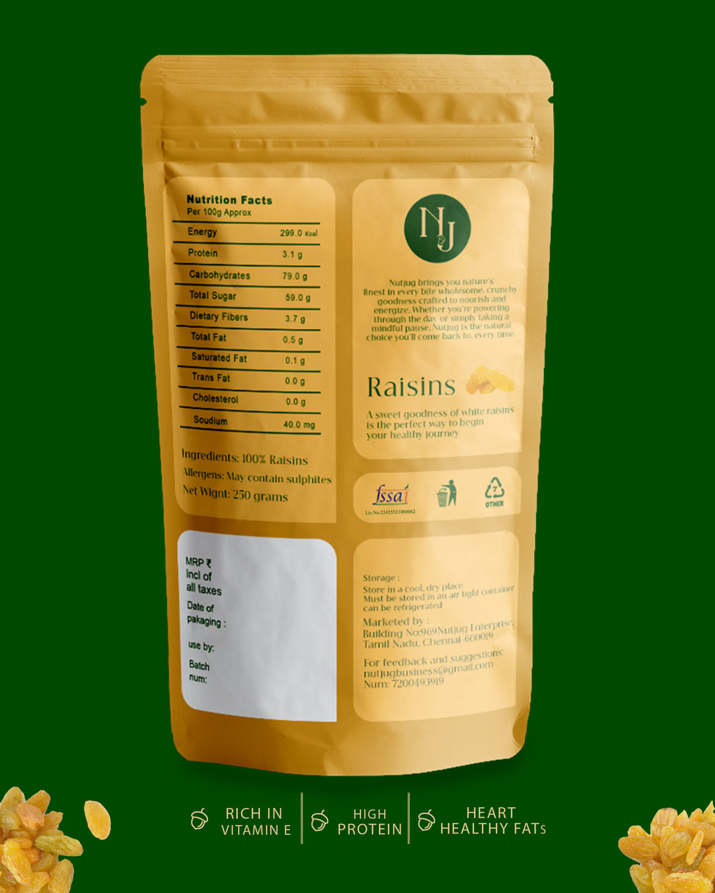NUTJUG Raisins 250g