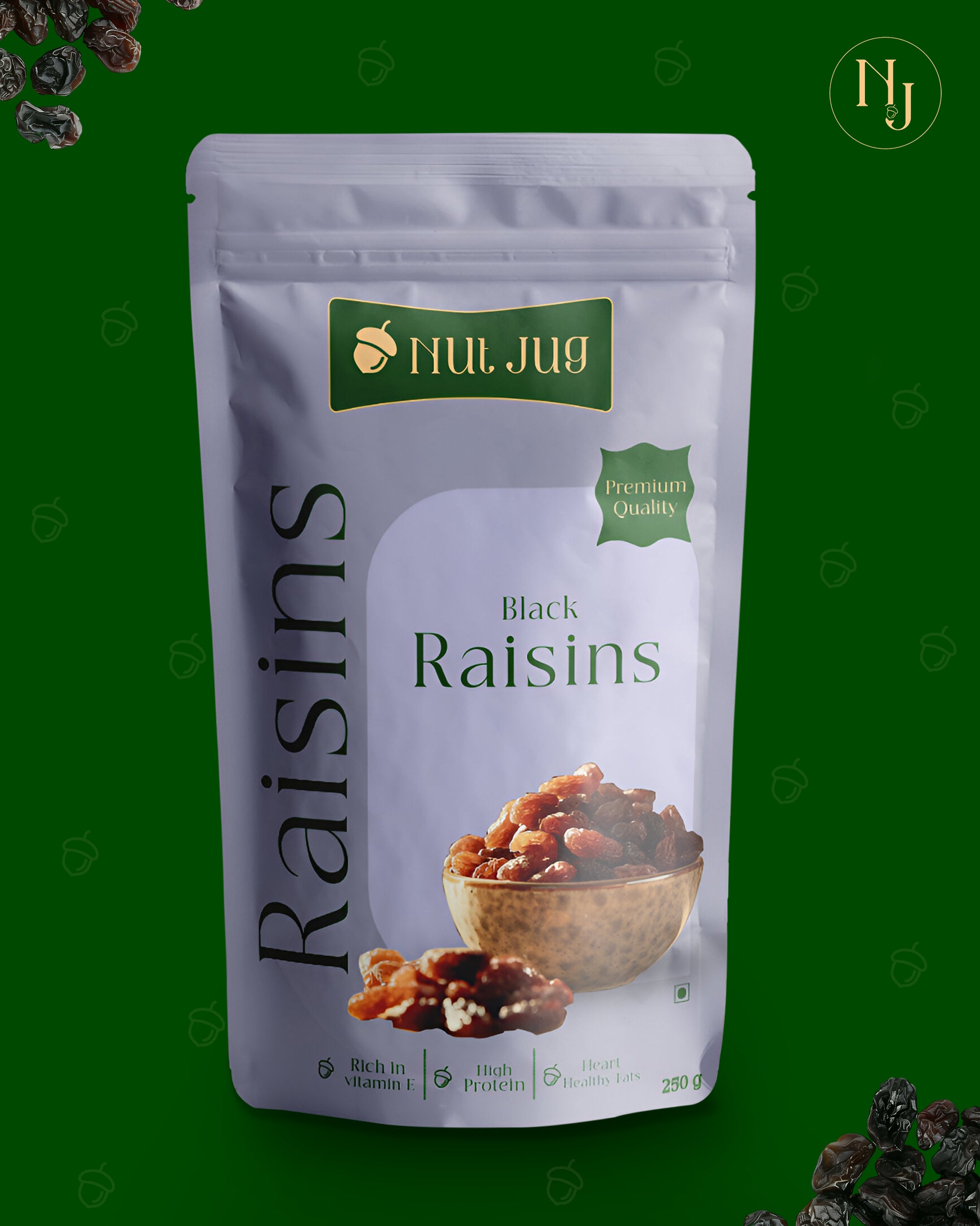 NUTJUG Black raisins (with seed) 250g